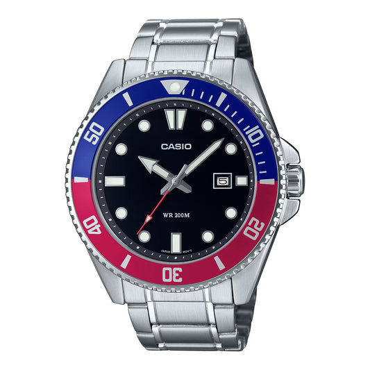 CASIO COLLECTION & VINTAGE DIVER DATE 200M - BLACK Herren Quarzuhr mit Datum aus Edelstahl mit – Produktansicht