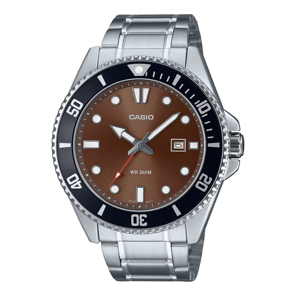CASIO COLLECTION & VINTAGE DIVER DATE 200M - BROWN MDV-107D-5AVDF Date Armbanduhr 46 mm Braun