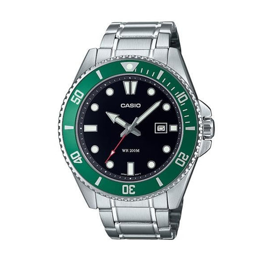 CASIO COLLECTION & VINTAGE DIVER DATE 200M - GREEN MDV-107D-3AVEF Date Armbanduhr 46 mm Grün