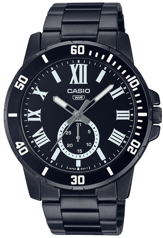 CASIO COLLECTION & VINTAGE DIVER DATE - BLACK Herren Quarzuhr aus Edelstahl mit SS IP Black 45 – Produktansicht