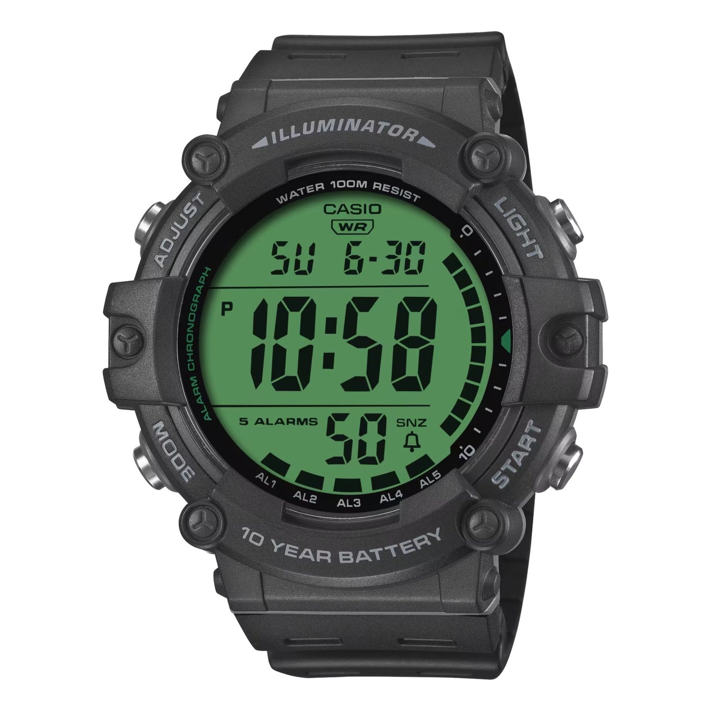 CASIO COLLECTION & VINTAGE DIVER - ILLUMINATOR WORLDTIME 10 YEARS BATTERY - COLOR SERIE - BLACK AE-1500WHC-1AVEF Multifunction Armbanduhr 51 mm Schwarz ansicht-2
