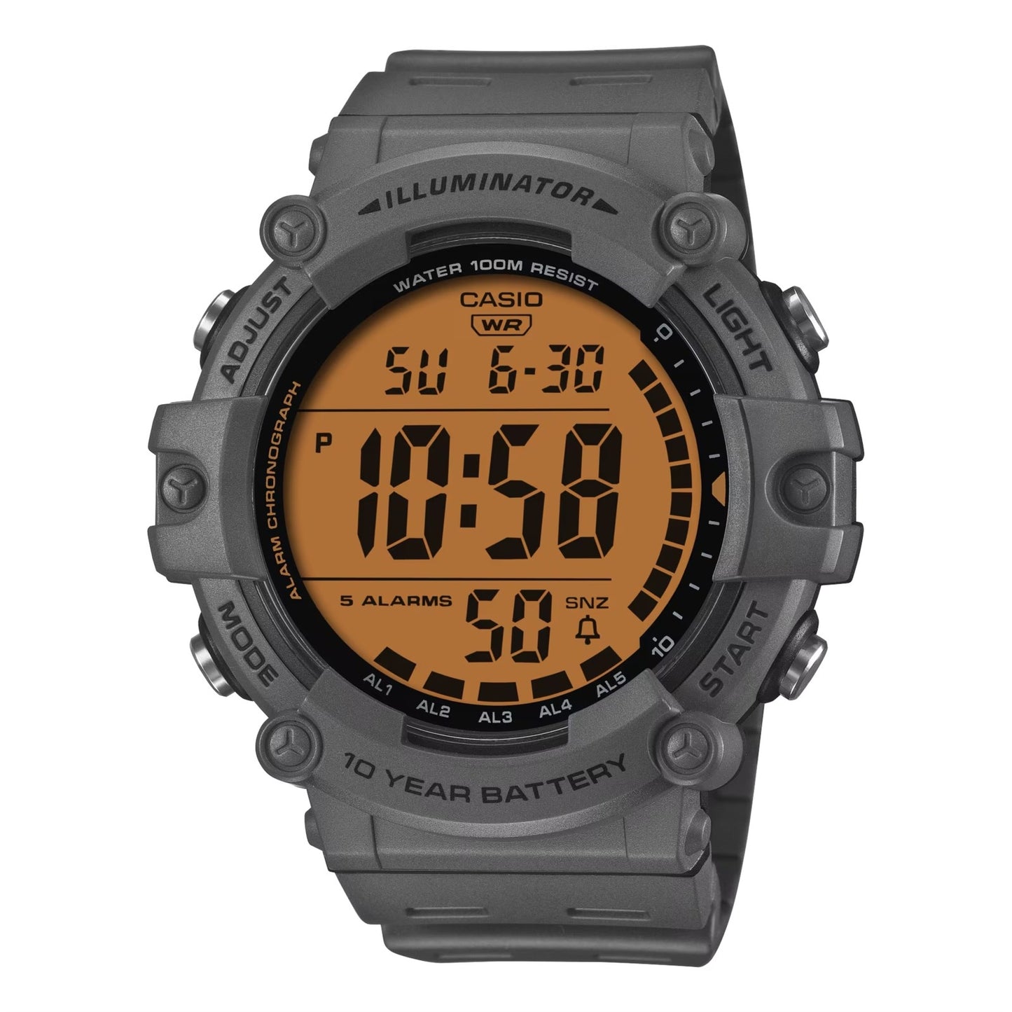 CASIO COLLECTION & VINTAGE DIVER - ILLUMINATOR WORLDTIME 10 YEARS BATTERY - COLOR SERIE - GREY AE-1500WHC-8AVEF Multifunction Armbanduhr 51 mm Grau ansicht-2