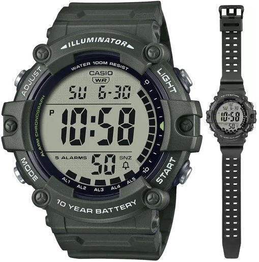 CASIO COLLECTION & VINTAGE DIVER - ILLUMINATOR WORLDTIME - LONG STRAP AE-1500WHX-3AVDF Multifunction Armbanduhr 51 mm