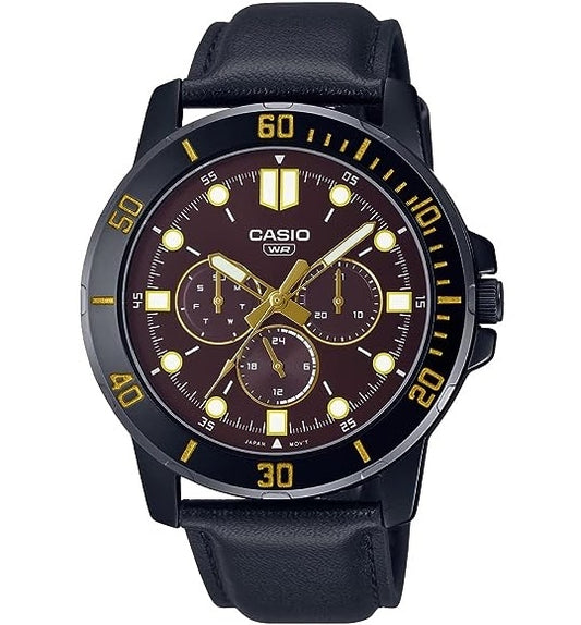CASIO COLLECTION & VINTAGE DIVER MULTIFUCTION BLACK - BROWN MTP-VD300BL-5EUDF Chronograph Armbanduhr 45 mm Schwarz