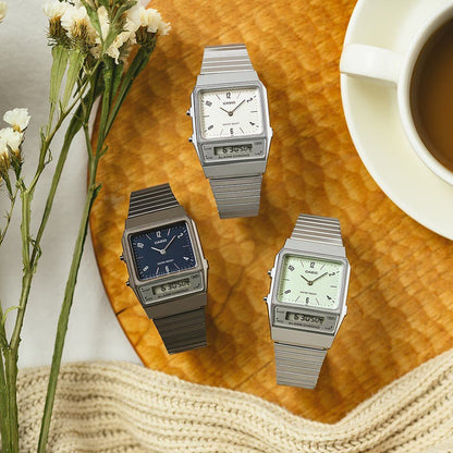 CASIO COLLECTION & VINTAGE EDGY COLLECTION - GREEN AQ-800E-3AEF Dual Time Armbanduhr 40 mm Grün ansicht-2