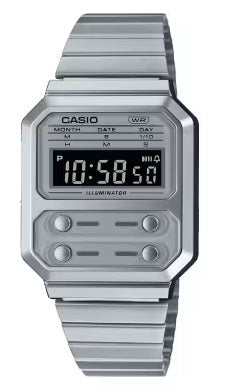 CASIO COLLECTION & VINTAGE EDGY COLLECTION - SILVER A-100WE-7BDF Multifunction Armbanduhr 40 mm Silber
