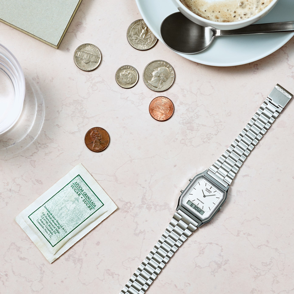 CASIO COLLECTION & VINTAGE EDGY COLLECTION SUNRAY DIAL - SILVER AQ-230A-7AMQYES Sonnenbrille Silber ansicht-2