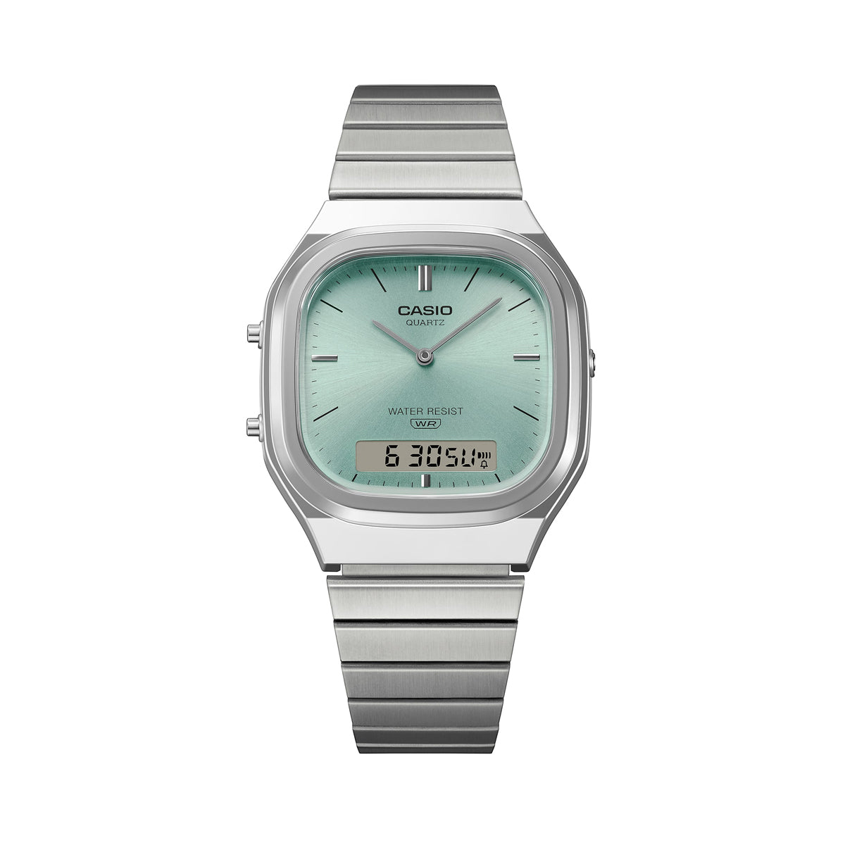 CASIO COLLECTION & VINTAGE EDGY ROUNDED SQUARE - BLUE AQ-240E-2AEF Dual Time Armbanduhr 36 mm Blau