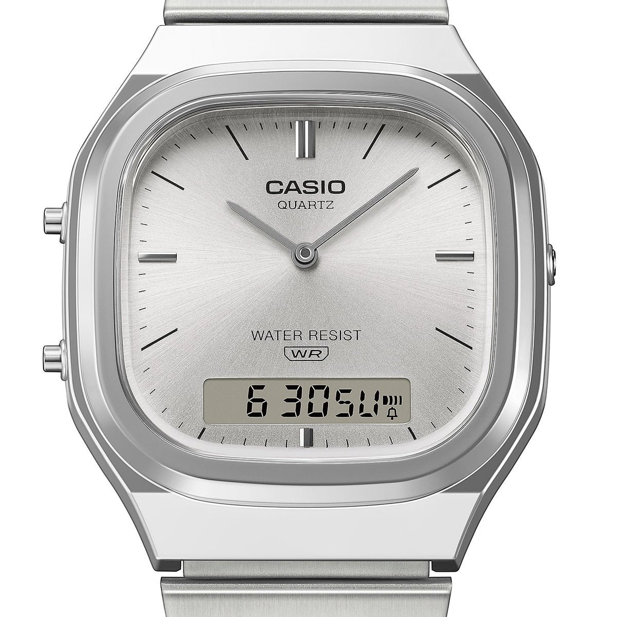 CASIO COLLECTION & VINTAGE EDGY ROUNDED SQUARE - SILVER AQ-240E-7AEF Dual Time Armbanduhr 36 mm Silber ansicht-3