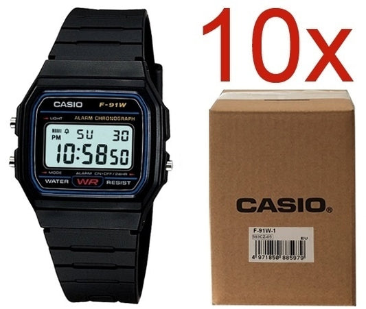 CASIO COLLECTION & VINTAGE Unisex Quarzuhr aus Kunststoff mit Resin 35 mm F-91W-1YEG-10 – Produktansicht