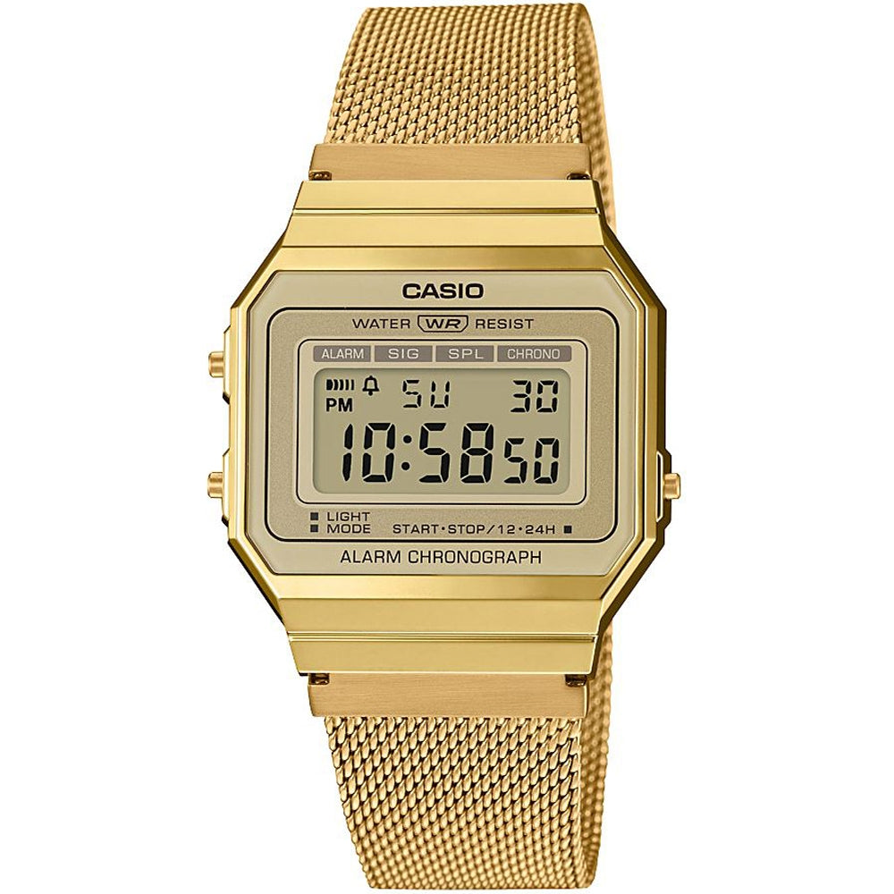 CASIO COLLECTION & VINTAGE ICONIC SLIM DESIGN - GOLD MESH A700WEMG-9AEF Multifunction Armbanduhr 35.5 mm Gold