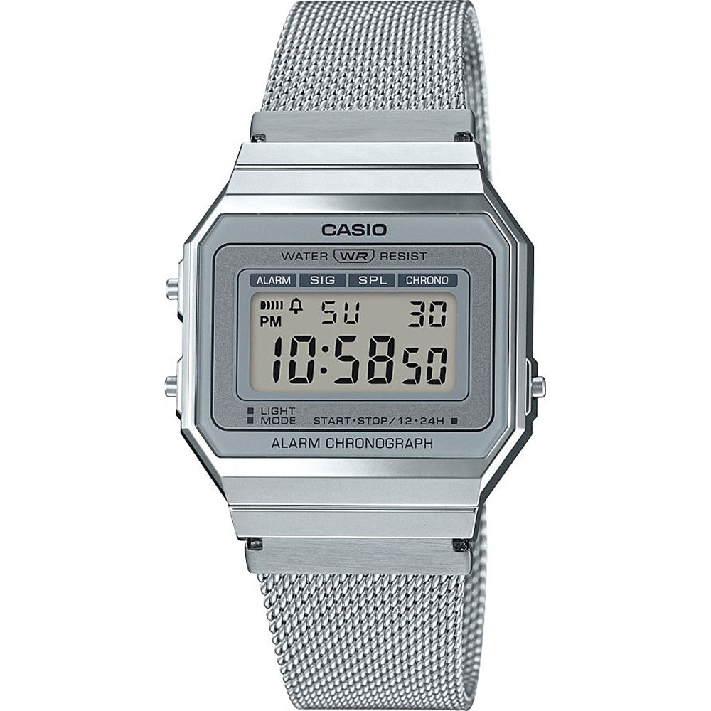 CASIO COLLECTION & VINTAGE ICONIC SLIM DESIGN - SILVER MESH A700WEM-7AEF Multifunction Armbanduhr 35.5 mm Silber