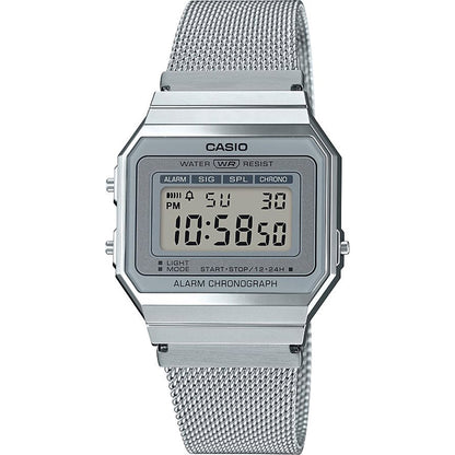 CASIO COLLECTION & VINTAGE ICONIC SLIM DESIGN - SILVER MESH A700WEM-7AEF Multifunction Armbanduhr 35.5 mm Silber