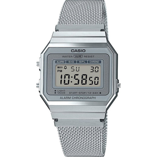 CASIO COLLECTION & VINTAGE ICONIC SLIM DESIGN - SILVER MESH A700WEM-7AEF Multifunction Armbanduhr 35.5 mm Silber