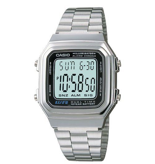 CASIO COLLECTION & VINTAGE ILLUMINATOR 10 YEAR BATTERY DUAL TIME A178WA-1ADF Multifunction Armbanduhr 32 mm