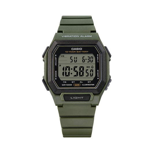CASIO COLLECTION & VINTAGE ILLUMINATOR 10 YEARS BATTERY - ARMY GREEN W-738H-3AVEF Armbanduhr Grün