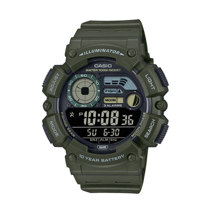 CASIO COLLECTION & VINTAGE ILLUMINATOR 10 YEARS BATTERY - ARMY GREEN WS-1500H-3BVEF Multifunction Armbanduhr 50 mm Grün