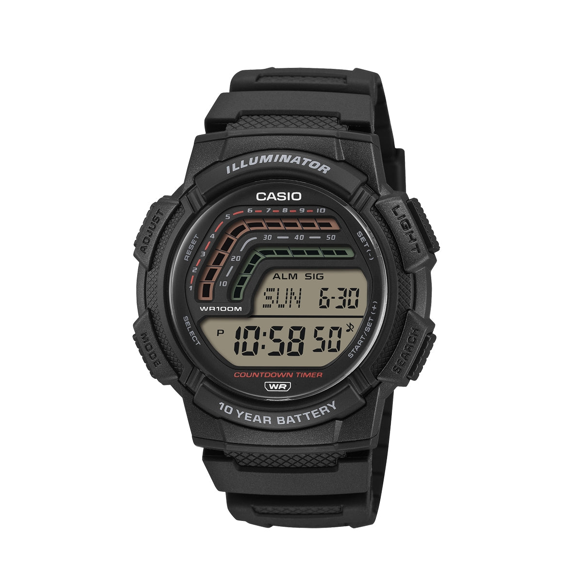 CASIO COLLECTION & VINTAGE ILLUMINATOR - 10 YEARS BATTERY - BLACK WS-1800-1AVEF Multifunction Armbanduhr 45 mm Schwarz ansicht-2