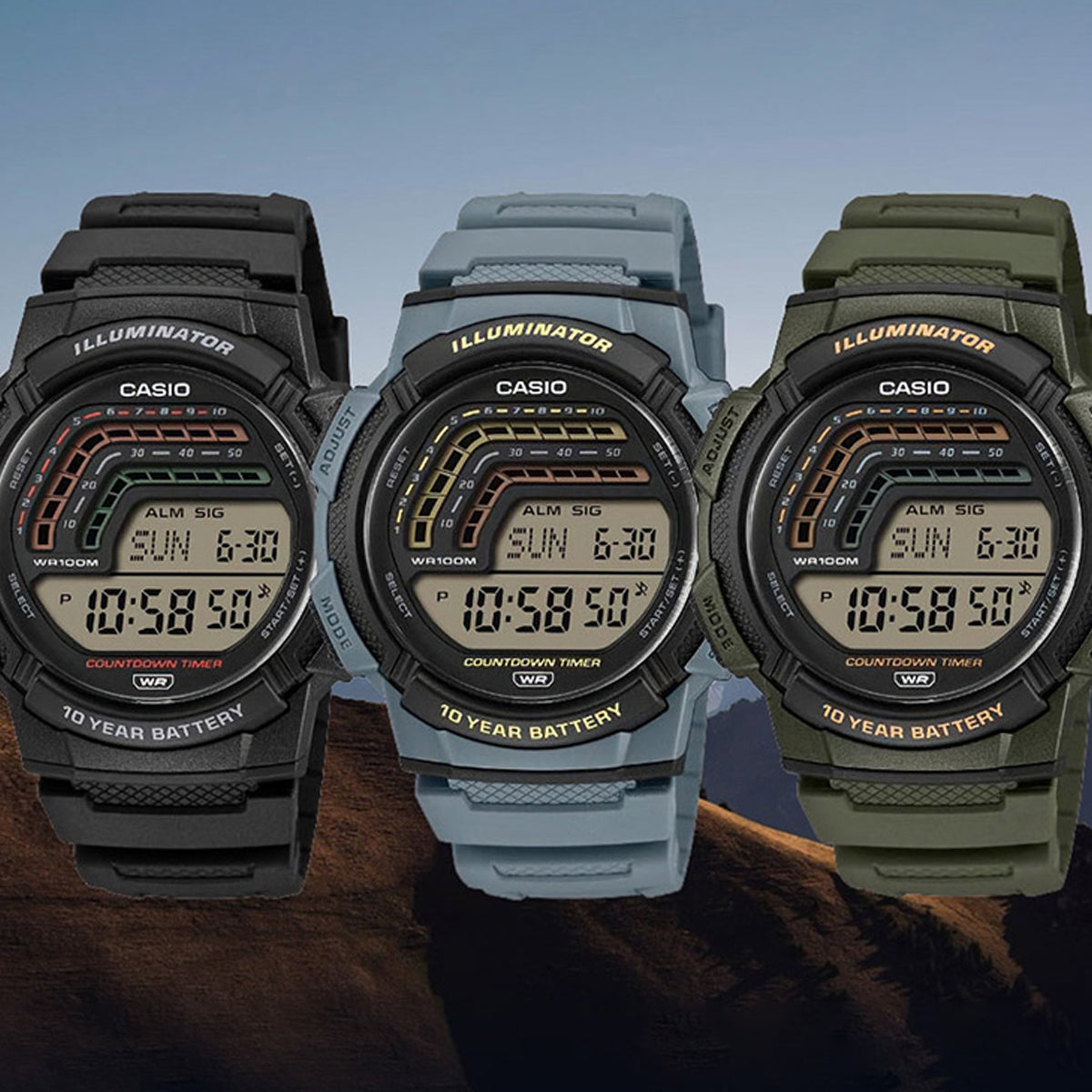 CASIO COLLECTION & VINTAGE ILLUMINATOR - 10 YEARS BATTERY - BLUE WS-1800-2AVEF Multifunction Armbanduhr 45 mm Blau