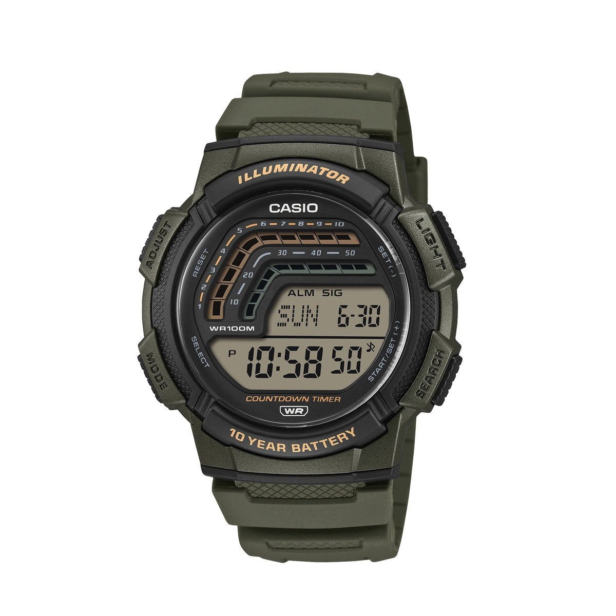 CASIO COLLECTION & VINTAGE ILLUMINATOR - 10 YEARS BATTERY - GREEN WS-1800-3AVEF Multifunction Armbanduhr 45 mm Grün ansicht-2