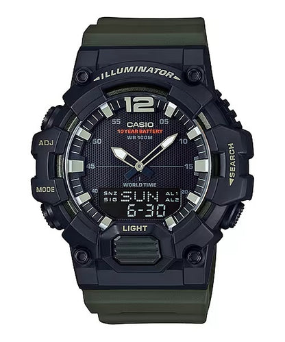 CASIO COLLECTION & VINTAGE ILLUMINATOR Black - Army Green HDC-700-3AVDF Multifunction Armbanduhr 49 mm Schwarz