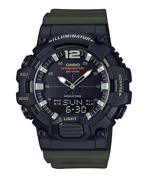 CASIO COLLECTION & VINTAGE ILLUMINATOR Black - Army Green Herren Quarzuhr aus Kunststoff mit – Produktansicht