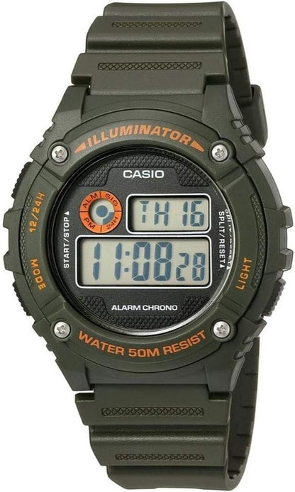CASIO COLLECTION & VINTAGE ILLUMINATOR - GREEN W-216H-3BVDF Multifunction Armbanduhr 43.5 mm Grün