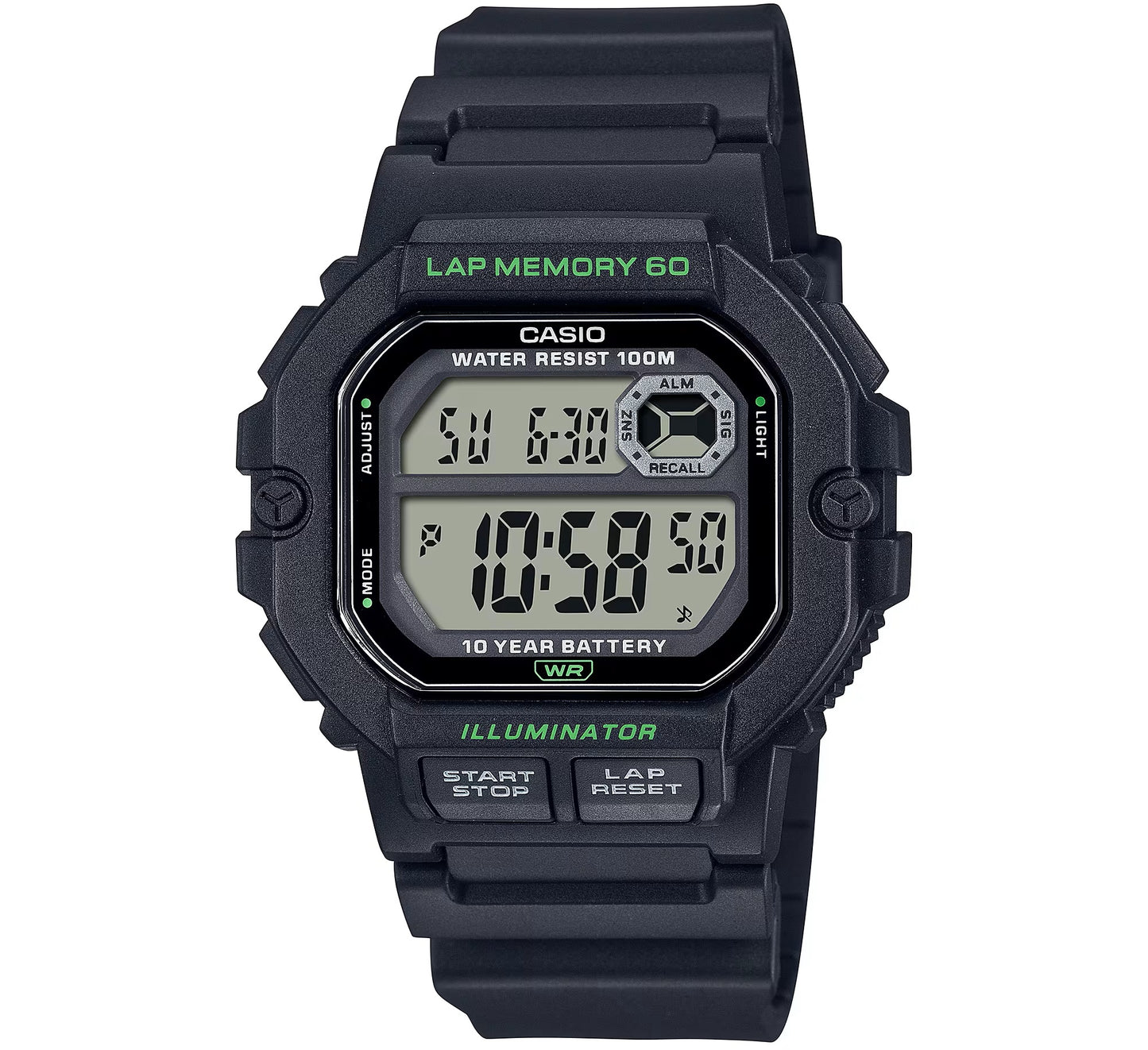 CASIO COLLECTION & VINTAGE ILLUMINATOR LAP MEMORY 60 - BLACK WS-1400H-1AVCF Multifunction Armbanduhr 44.5 mm Schwarz