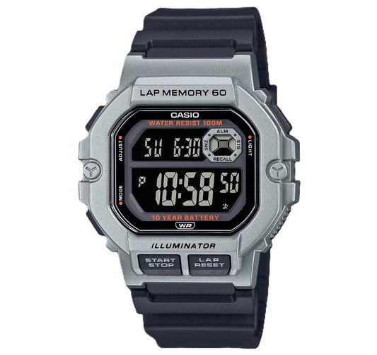 CASIO COLLECTION & VINTAGE ILLUMINATOR LAP MEMORY 60 - BLACK Herren Quarzuhr aus Kunststoff mit – Produktansicht