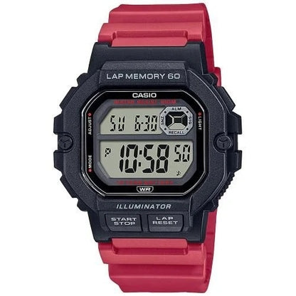 CASIO COLLECTION & VINTAGE ILLUMINATOR LAP MEMORY 60 - RED WS-1400H-4AVCF Multifunction Armbanduhr 44.5 mm Rot