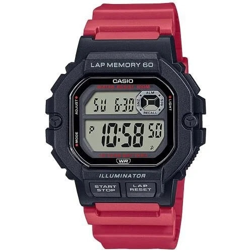 CASIO COLLECTION & VINTAGE ILLUMINATOR LAP MEMORY 60 - RED Herren Quarzuhr aus Kunststoff mit – Produktansicht