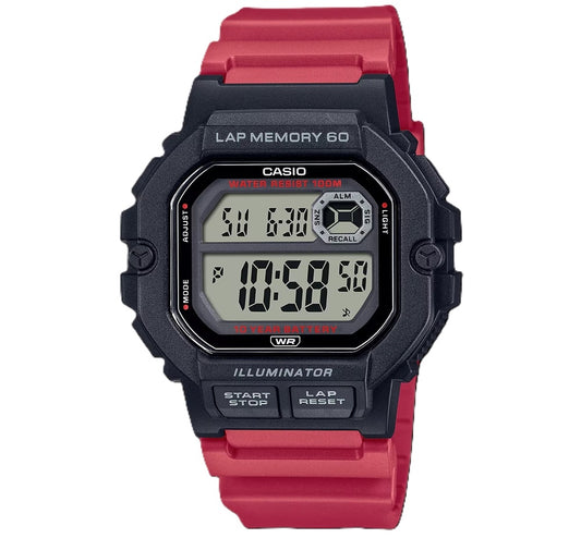 CASIO COLLECTION & VINTAGE ILLUMINATOR LAP MEMORY 60 - RED Armbanduhr WS-1400H-4AVDF – Produktansicht