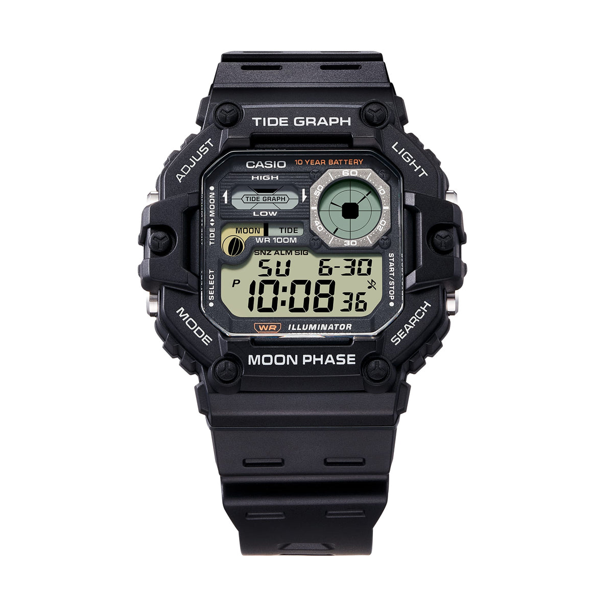 CASIO COLLECTION & VINTAGE ILLUMINATOR TIDE GRAPH - BLACK WS-1700H-1AVEF Multifunction Armbanduhr 48.5 mm Schwarz ansicht-2