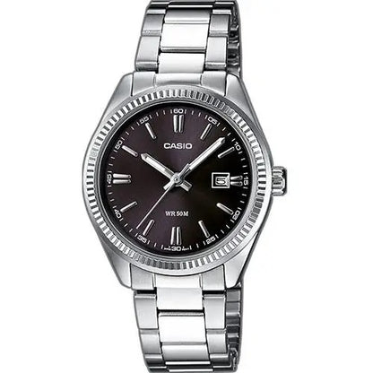 CASIO COLLECTION & VINTAGE LADY DATE - BLACK LTP-1302D-1A1VDF Date Armbanduhr 30 mm Schwarz