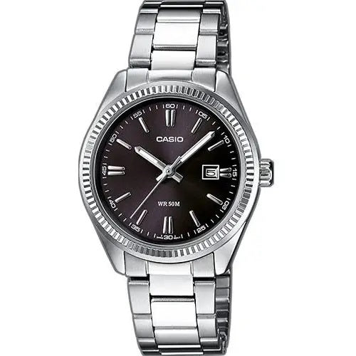 CASIO COLLECTION & VINTAGE LADY DATE - BLACK Damen Quarzuhr mit Datum aus Metal 30 mm – Produktansicht