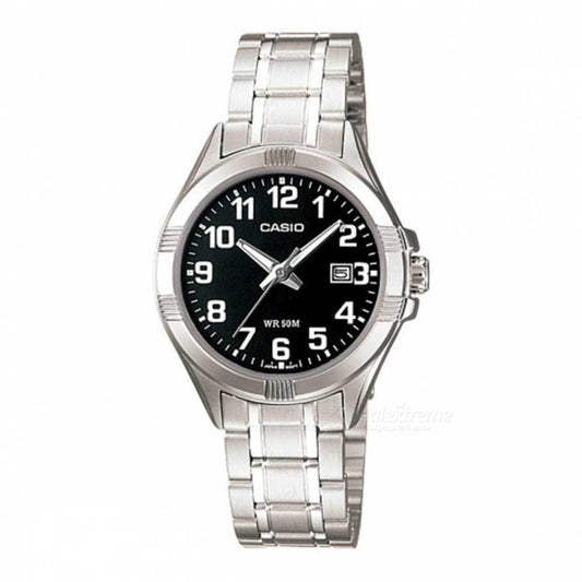 CASIO COLLECTION & VINTAGE LADY DATE - BLACK Damen Quarzuhr mit Datum aus Edelstahl mit SS – Produktansicht