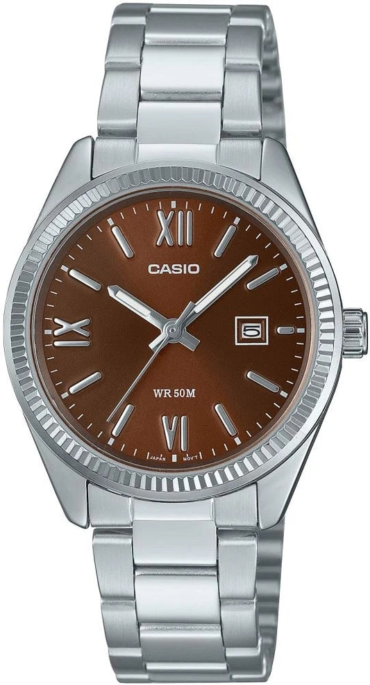 CASIO COLLECTION & VINTAGE LADY DATE - BROWN Damen Quarzuhr mit Datum aus Metal 30 mm – Produktansicht
