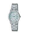 CASIO COLLECTION & VINTAGE LADY DATE - LIGHT BLUE Damen Quarzuhr mit Datum aus Edelstahl mit SS – Seitenansicht
