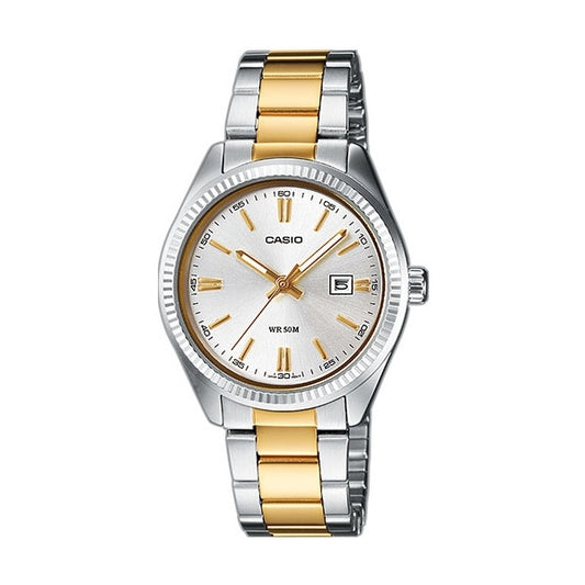CASIO COLLECTION & VINTAGE LADY DATE - TWO TONES LTP-1302PSG-7AVEG Date Armbanduhr 30 mm
