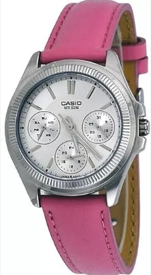 CASIO COLLECTION & VINTAGE LADY MULTIFUNCTION LEATHER - SILVER Damen Quarzuhr mit Datum aus – Produktansicht