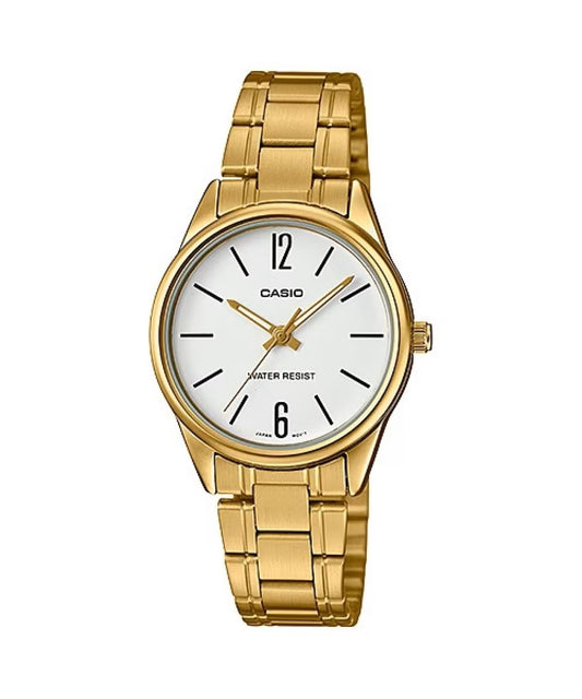 CASIO COLLECTION & VINTAGE Damen Quarzuhr aus Edelstahl mit SS IP Gold 28 mm LTP-V005G-7BUDF – Produktansicht