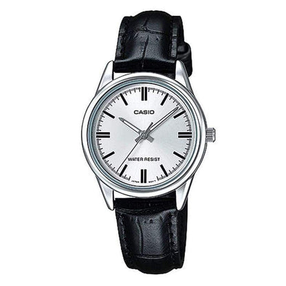 CASIO COLLECTION & VINTAGE Damen Quarzuhr aus Edelstahl mit Lederarmband 28 mm LTP-V005L-7AUDF – Produktansicht