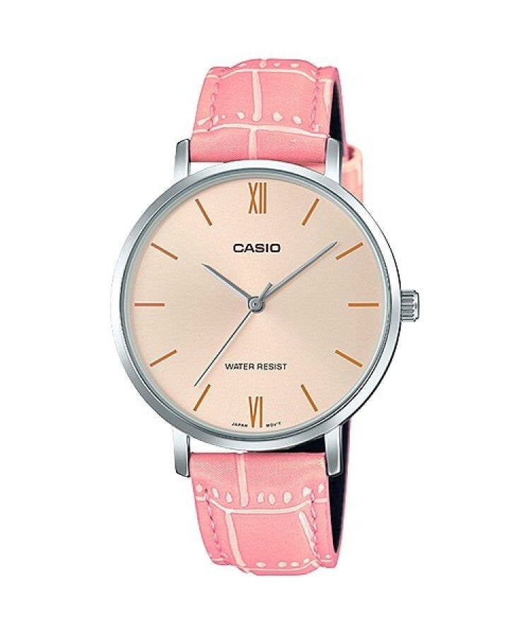 CASIO COLLECTION & VINTAGE Damen Quarzuhr aus Edelstahl mit Lederarmband 34 mm LTP-VT01L-4BUDF – Produktansicht