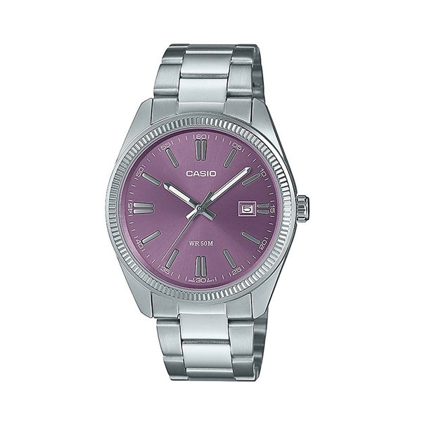 CASIO COLLECTION & VINTAGE MAN DATE - LILAC - MAN MTP-1302PD-6AVEF Date Armbanduhr 38.5 mm