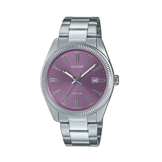 CASIO COLLECTION & VINTAGE MAN DATE - LILAC - MAN MTP-1302PD-6AVEF Date Armbanduhr 38.5 mm