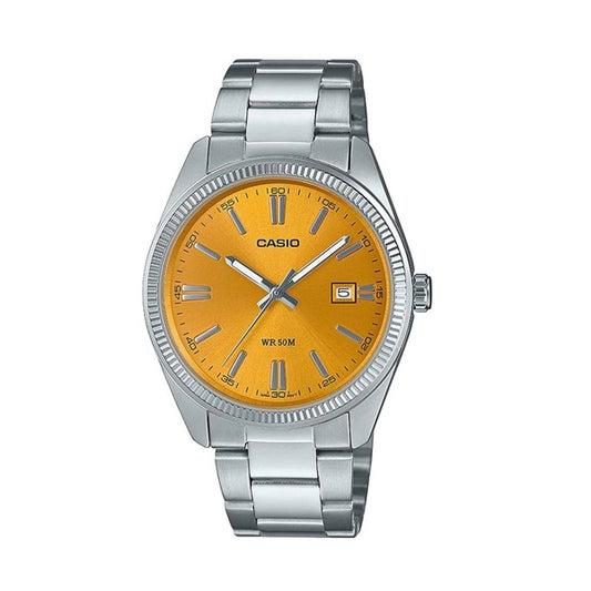 CASIO COLLECTION & VINTAGE MAN DATE - MUSTARD YELLOW - MAN MTP-1302PD-9AVEF Date Armbanduhr 38.5 mm