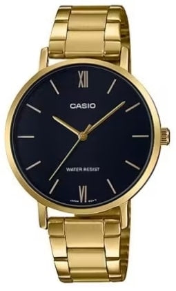 CASIO COLLECTION & VINTAGE MINIMAL GOLD - BLACK LTP-VT01G-1BUDF Only Time Armbanduhr 34 mm Schwarz
