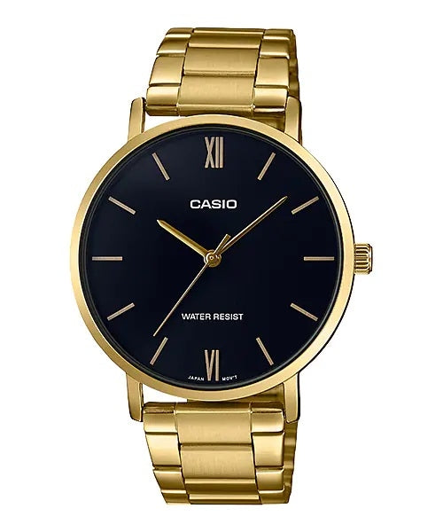 CASIO COLLECTION & VINTAGE MINIMAL GOLD - BLACK MTP-VT01G-1BUDF Only Time Armbanduhr 40 mm Schwarz