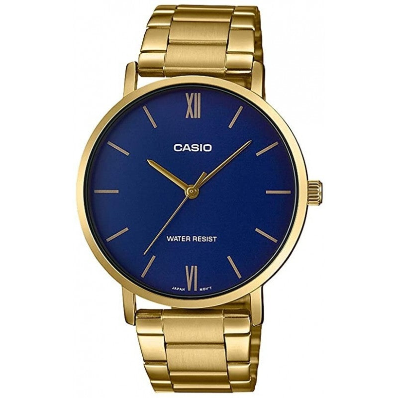 CASIO COLLECTION & VINTAGE MINIMAL GOLD - BLUE MTP-VT01G-2BUDF Only Time Armbanduhr 40 mm Blau