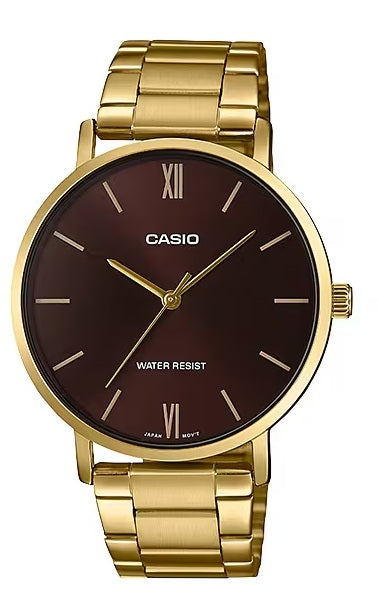 CASIO COLLECTION & VINTAGE MINIMAL GOLD - BROWN MTP-VT01G-5BUDF Only Time Armbanduhr 40 mm Braun